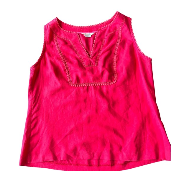 Boden Womens Sleeveless Linen Blouse Bright Pink Size 14 XL Travel lagenlook - Picture 5 of 8